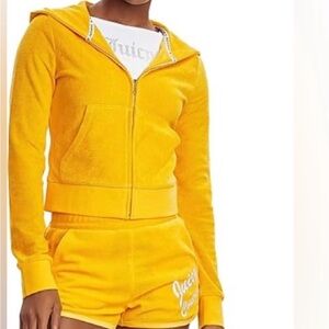 Juicy Couture Small Hoodie Terry Logo Hoodie Zip Front In Pushpop Yellow NWT